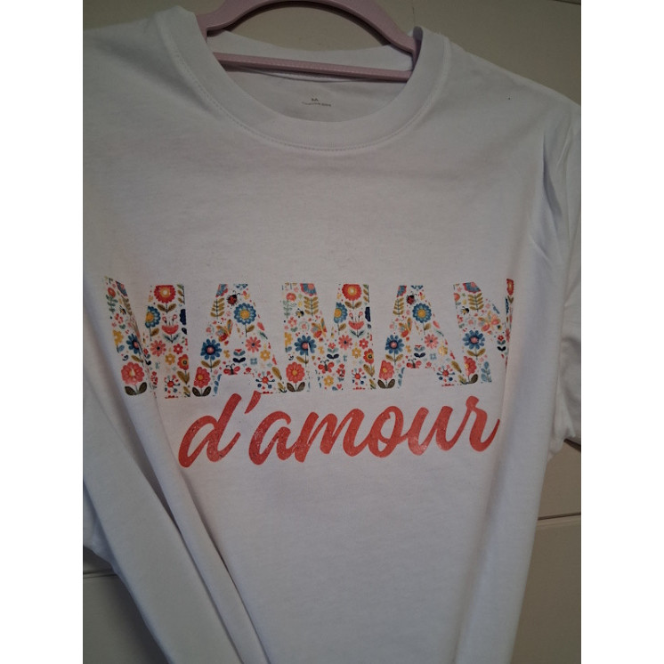 Tee shirt maman d'amour fleuri