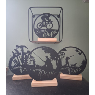 Décoration ronde en bois papa