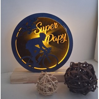 Lampe ronde en bois papy