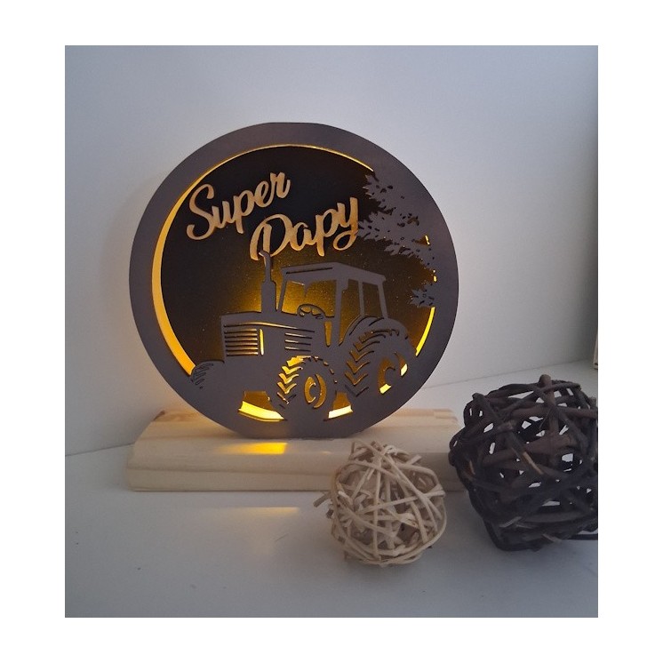 Lampe ronde en bois papy