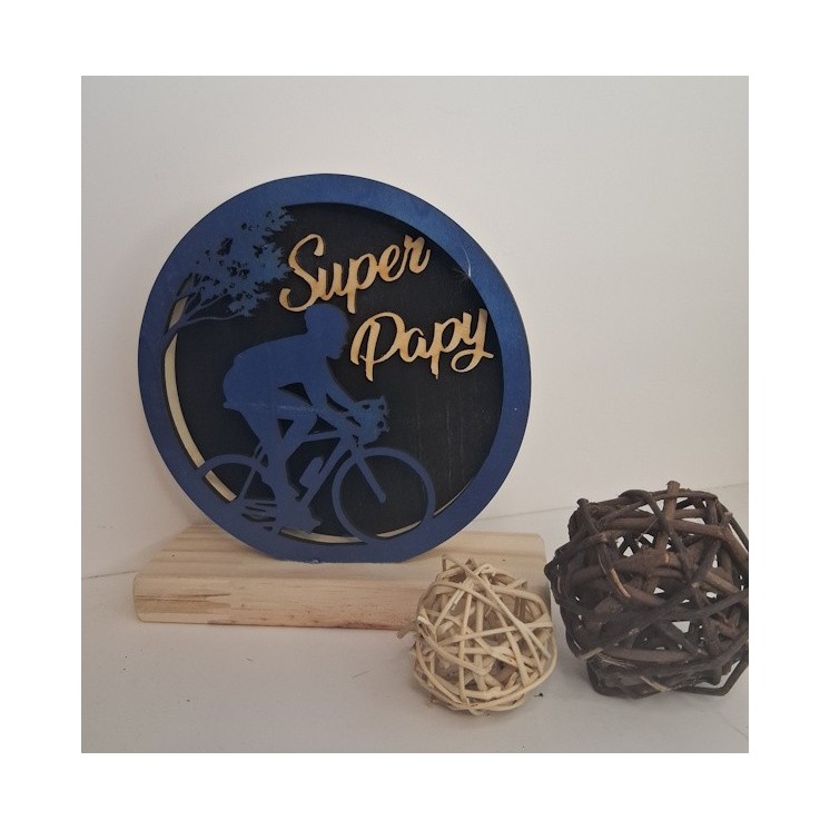 Lampe ronde en bois papy