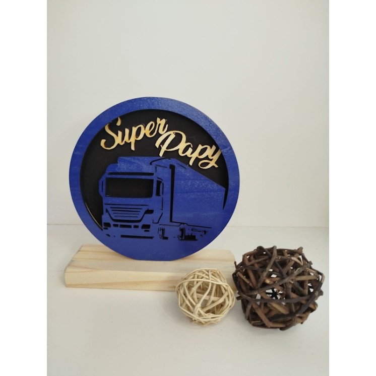 Lampe ronde en bois papy