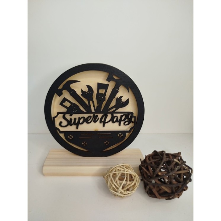 Lampe ronde en bois papy