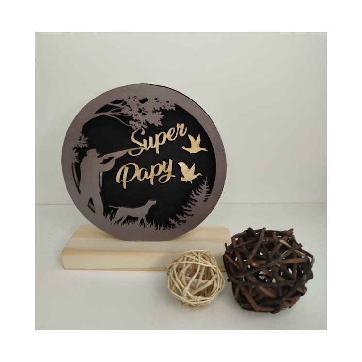 Lampe ronde en bois papy