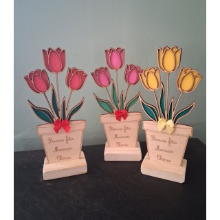 Pot tulipe en bois