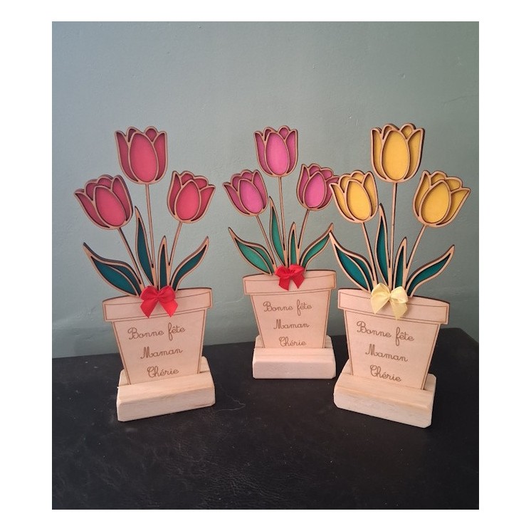 Pot tulipe en bois