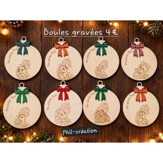 Boules de noël gravées
