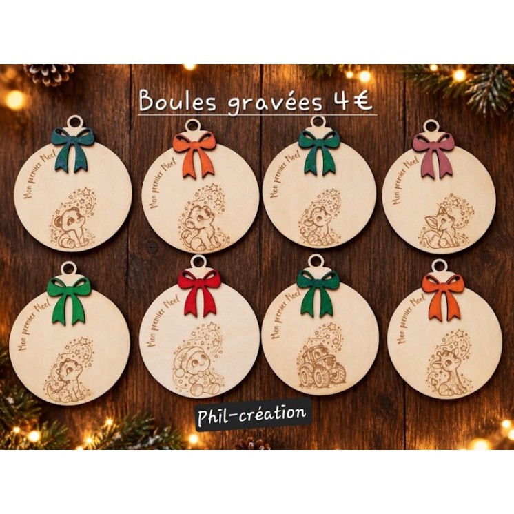 Boules de noël gravées